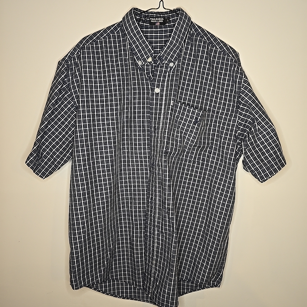 Polo Jeans Co Ralph Lauren Size L Short Sleeve Button Down Shirt